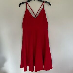 NWT Elia - Cher Knee Length Dress Cross Back Red Size 8-10 Zip‎ Up Back